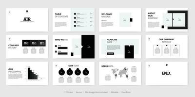 minimal business slides presentation layout template vector