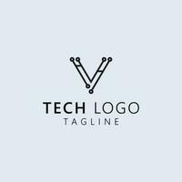 Letter V tech logo design stock vector image