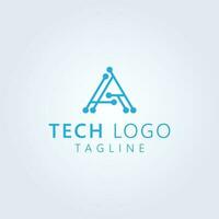 Letter A tech logo design stock vector image