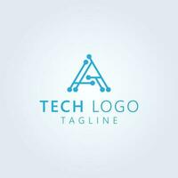 Letter A tech logo design stock vector image