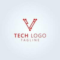 Letter V tech logo design stock vector image