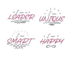 Positive lettering phrase set. Simple design and easy edit. vector