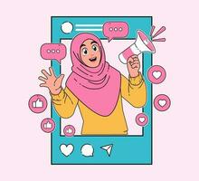 hijab mujer, social medios de comunicación personas influyentes, contenido creadores vector