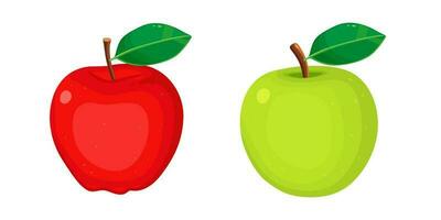 manzana Fruta manzanas frutas rojo verde aislado en un blanco antecedentes. vector