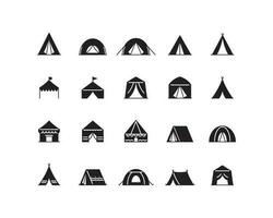 Icon set of tent, vector