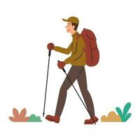 drawing of man hiking vector