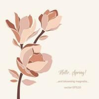 magnolia rama en pastel color paleta en beige antecedentes. vector