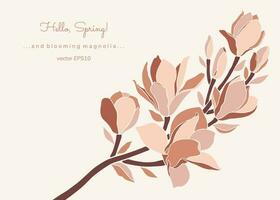 magnolia rama en pastel color paleta en beige antecedentes. vector