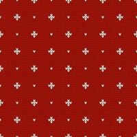 Winter knitted pattern with rhombs and dots. Holiday vector background.