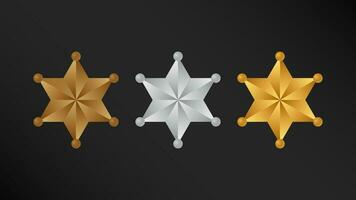 Set of Sheriff Shiny Stars Badge Shape vector