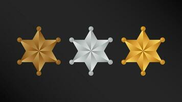 Set of Sheriff Shiny Stars Badge Shape vector