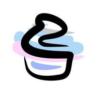 Cupcake logo. Ice cream icon isolate. Baking sweets vector