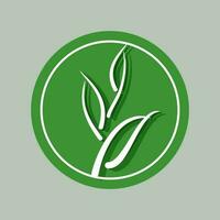sprout logo round. twig with leaves icon vector. branch ecology. vector