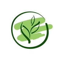 sprout logo round. twig with leaves icon vector. branch ecology. vector