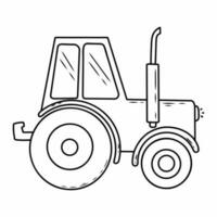 Tractor on white background. Vector doodle illustration.