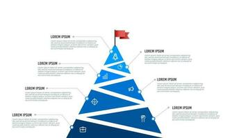 Pyramid infographic template with 7 steps or options to success. Vector illustration.