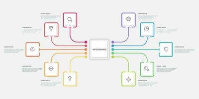 infografía diagrama 10 opciones o pasos. mente mapa, proceso, diagrama de flujo, modelo. vector ilustración.