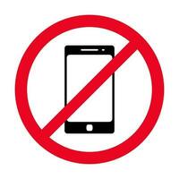 No phone sign vector flat icon. No talking and calling icon. Red cell prohibition illustration