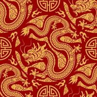 Seamless pattern happy chinese new year 2024 the dragon zodiac sign vector