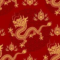 Seamless pattern happy chinese new year 2024 the dragon zodiac sign vector