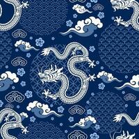 Seamless pattern happy chinese new year 2024 the dragon zodiac sign vector