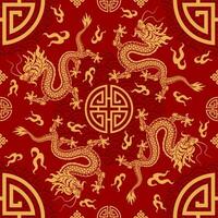 Seamless pattern happy chinese new year 2024 the dragon zodiac sign vector