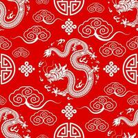 Seamless pattern happy chinese new year 2024 the dragon zodiac sign vector