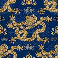 Seamless pattern happy chinese new year 2024 the dragon zodiac sign vector