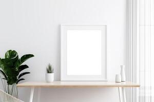 white wall, a framed mockup . photo