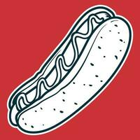 Hot Dog - Drawing vector illustration, black and white colors