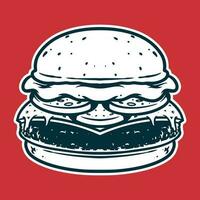 Burger - Drawing vector illustration, black and white colors