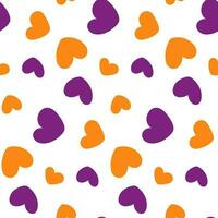 Abstract seamless pattern with hand drawn hearts shapes in trendy Halloween shades. Vector. EPS vector