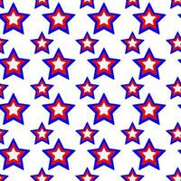 Seamless pattern with cute star on a white background. American Independence Day, 4th july celebration. It can be used for packaging, wrapping paper, textile and etc. Vector cartoon illustration.