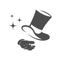 Magician and magician hat icon logo design vector