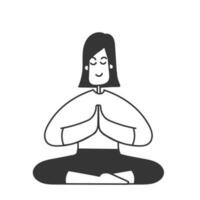 hand drawn doodle Happy calm Woman meditating illustration vector