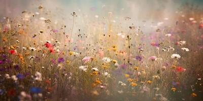 ai generativo. ai generado. salvaje flores primavera al aire libre campo. romántico naturaleza amante amor estética onda. gráfico Arte foto