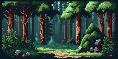 . . 8 bit abstract forest scene. Can be used for retro games or graphic design. Graphic Art photo