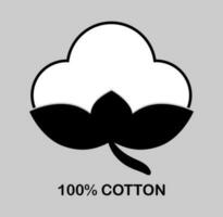Vector illustration of cotton flower icon, 100 percent cotton icon on gray background