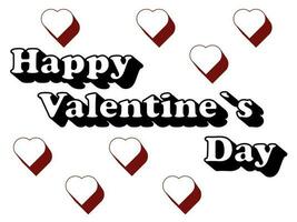 Happy Valentine's Day card, text, lettering, banner, background with hearts, vector illustration