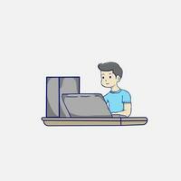 people working simple art vector