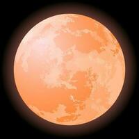 Full red moon in the night sky. vector