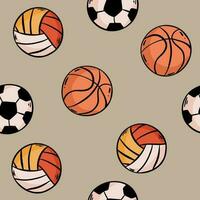 Sport ball seamless pattern vector Ball football basketball volleyball