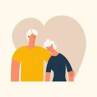 Relatives provide first aid for depression to loved ones. Vector illustration in flat style