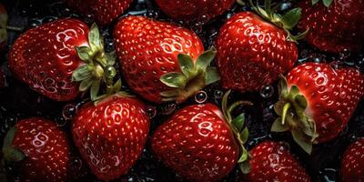 . . Macro close up photo of banch set of strawberry. Healthy eco organic fruit. Graphic Art