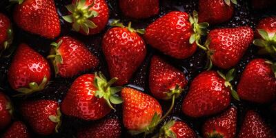 . . Macro close up photo of banch set of strawberry. Healthy eco organic fruit. Graphic Art
