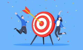 Goal achievement business concept sport target icon and arrows in the bullseye. vector