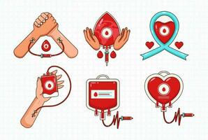 sangre donante día, sangre bolso icono ilustración, mano donar sangre y salud cinta. adecuado para diseño elementos vector