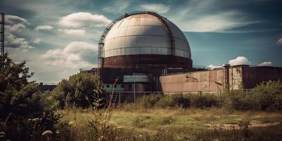 ai generativo, ai generado. nuclear atómico poder planta eléctrico estación oscuro estado animico ecología peligro onda. gráfico Arte foto