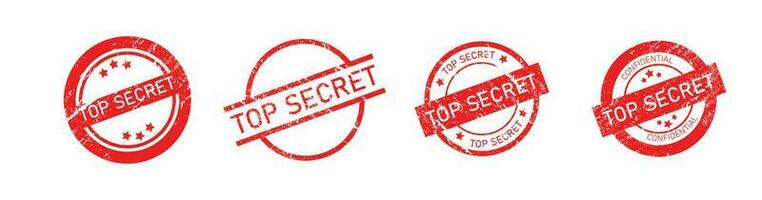 top secret stamp round shape red with texture vector