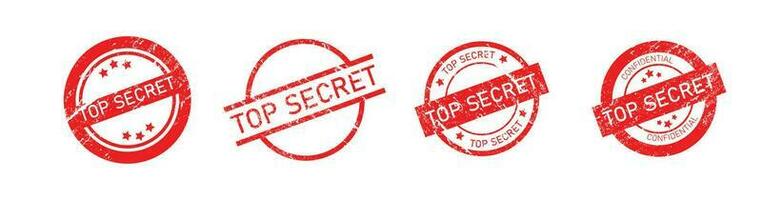 top secret stamp round shape red with texture vector